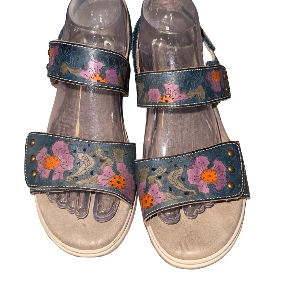 Spring Step L’Artiste‎ Cattlina Leather Sandals Floral Women’s EU 41 US 10–10.5